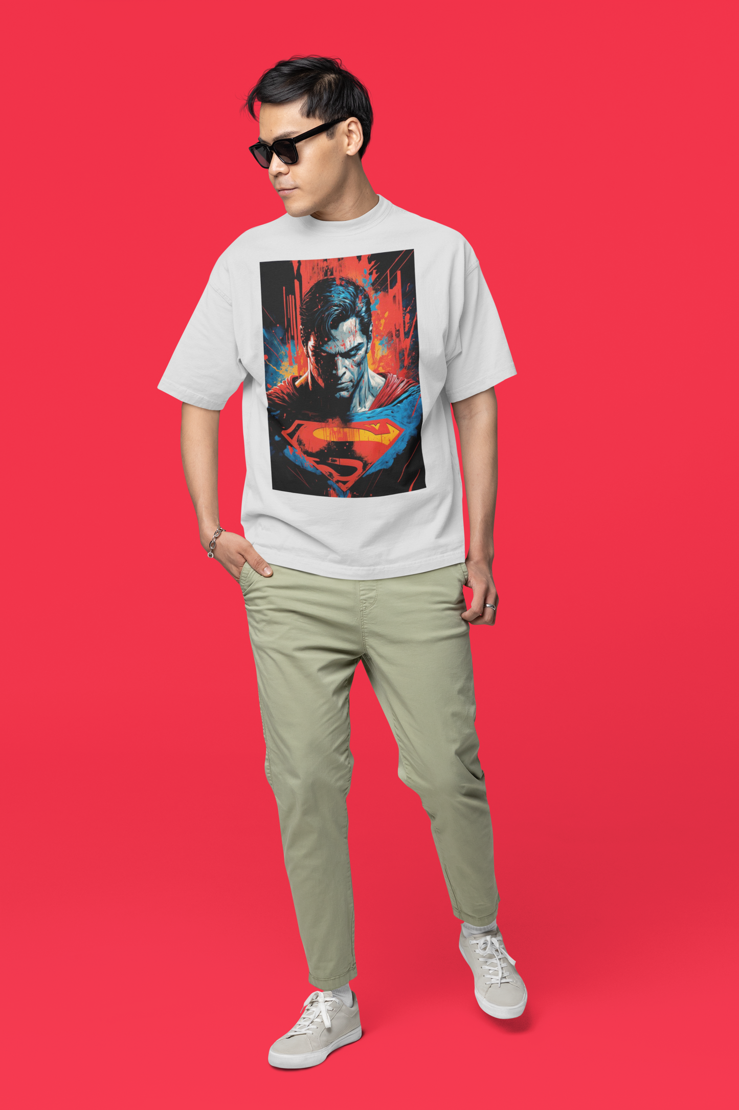 Supermen Print white Tee