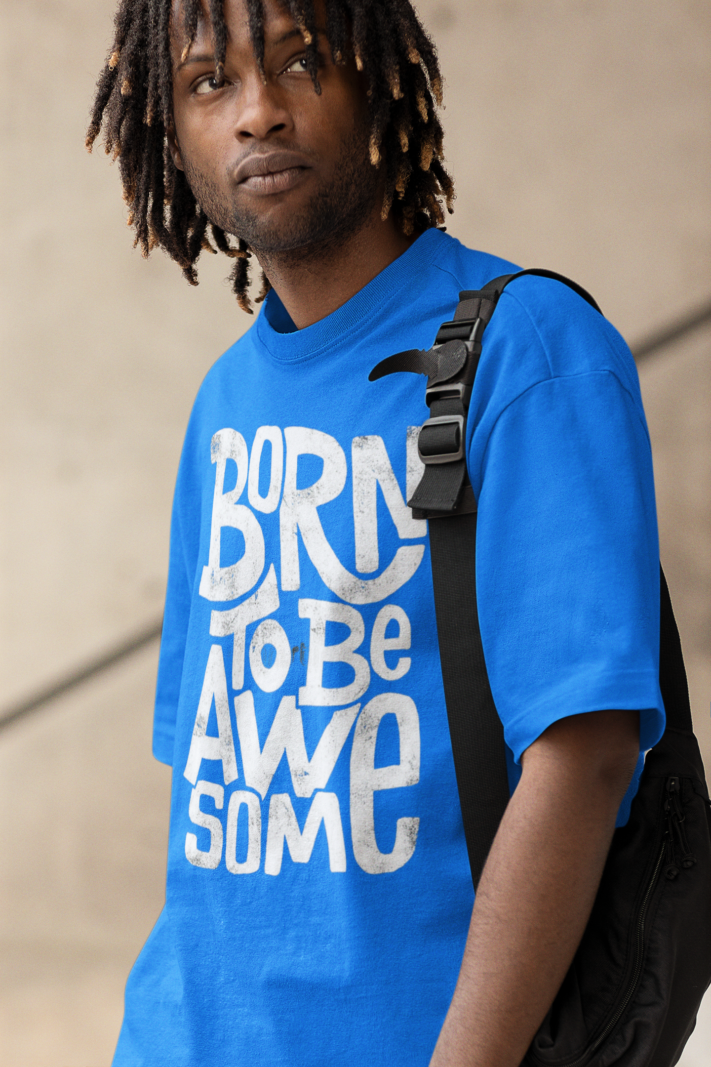 Born To be awesome Blue Tee