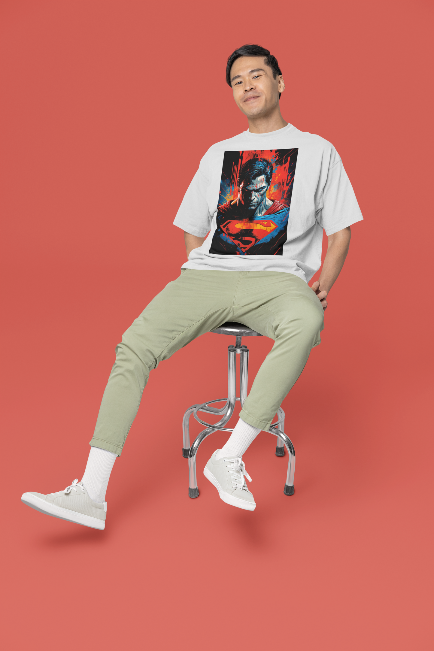 Supermen Print white Tee