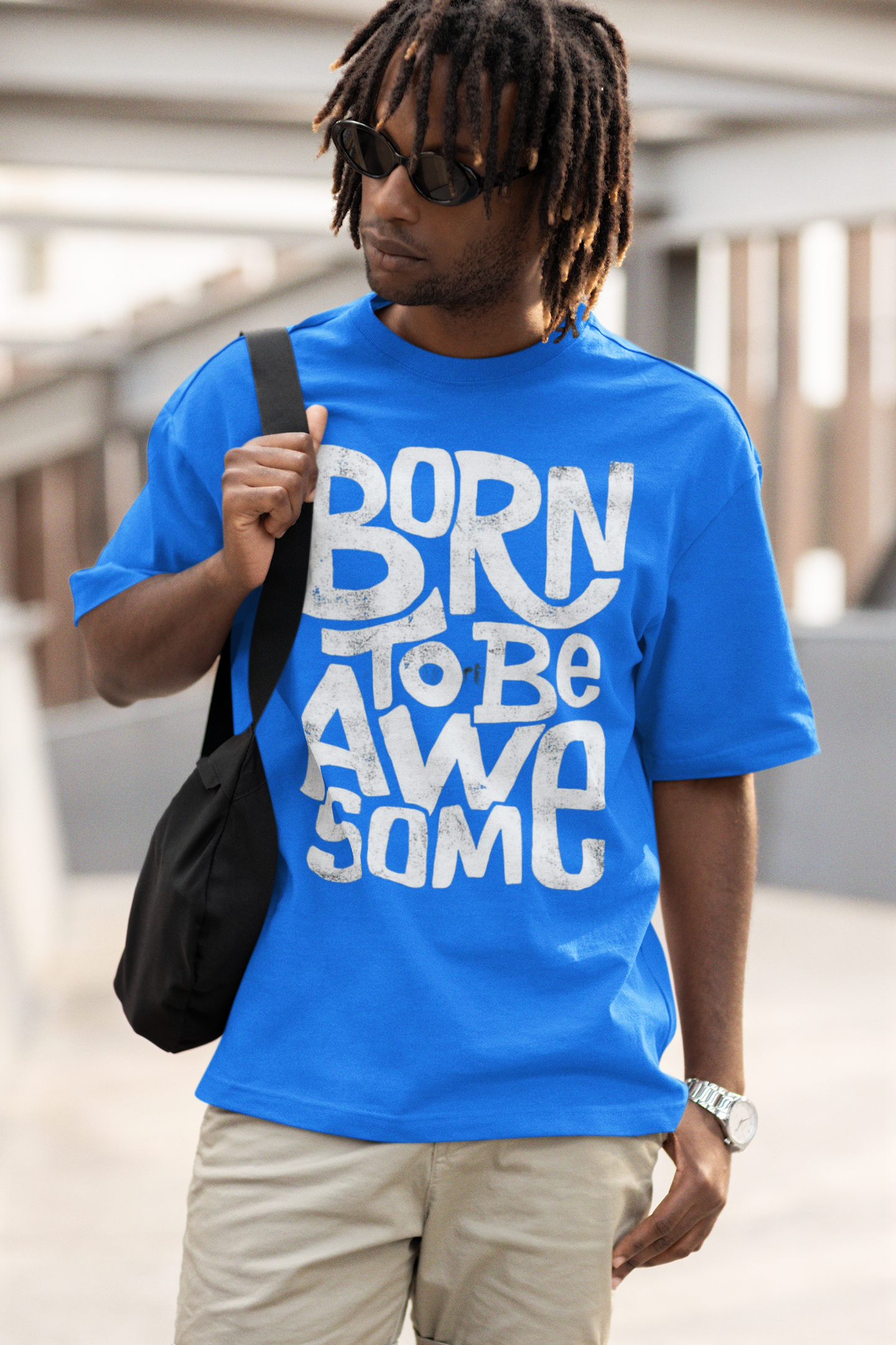 Born To be awesome Blue Tee