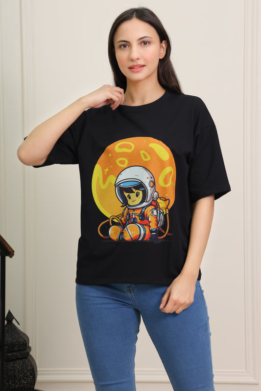 Space Explorer Black Oversized Tee
