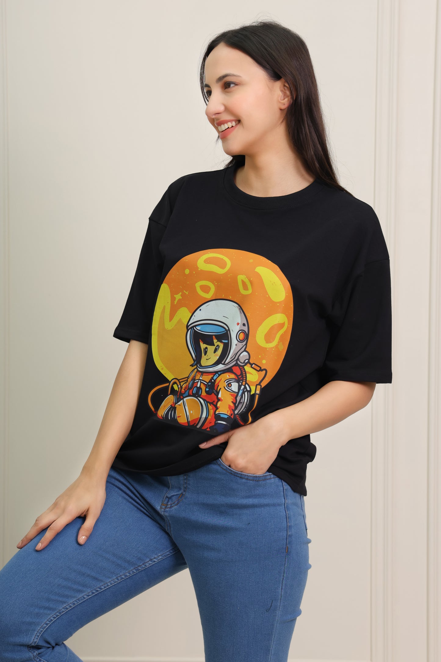 Space Explorer Black Oversized Tee