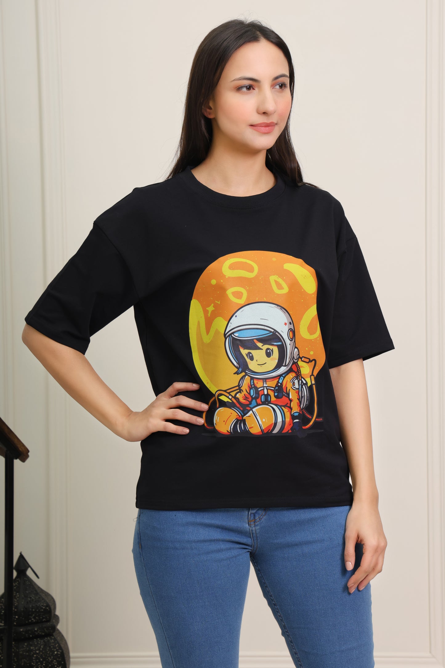 Space Explorer Black Oversized Tee