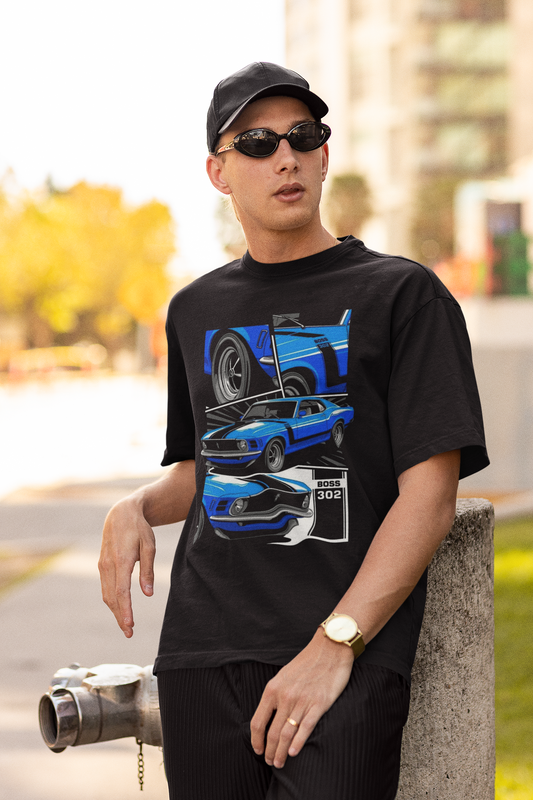 Blue Mustang Black Tee