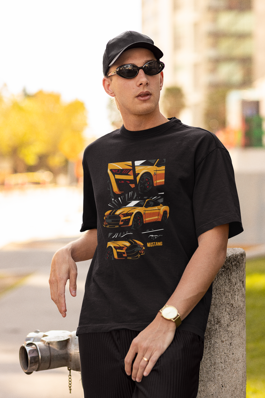 Yellow Mustang Black Tee